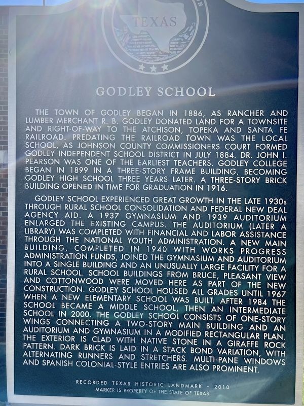Godley School Marker image. Click for full size.