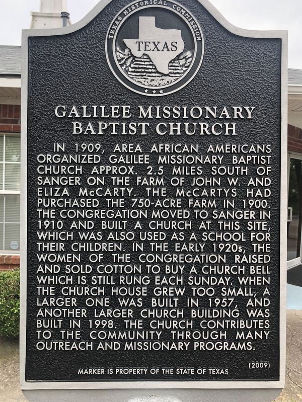 Galilee Missionary Baptist Church Marker image. Click for full size.