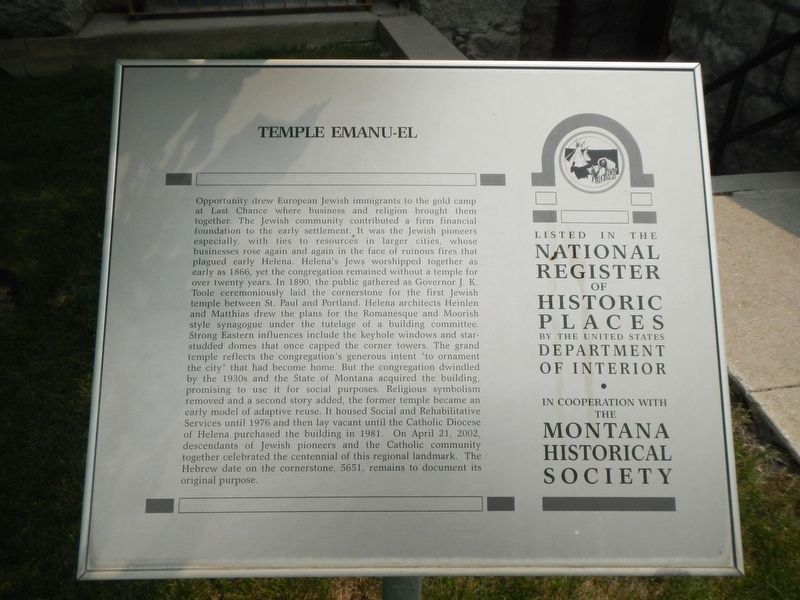 Temple Emanu-el Marker image. Click for full size.