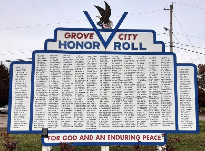 Grove City Honor Roll Marker image. Click for full size.