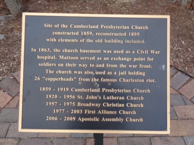 Site of the Cumberland Presbyterian Church Marker image. Click for full size.