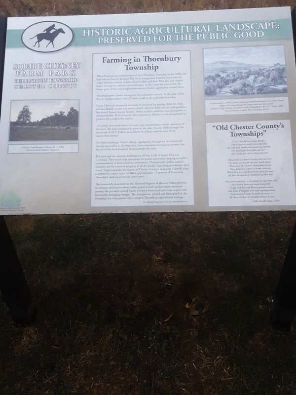 Historic Agricultural Landscape: Preserved for the Public Good Marker image. Click for full size.