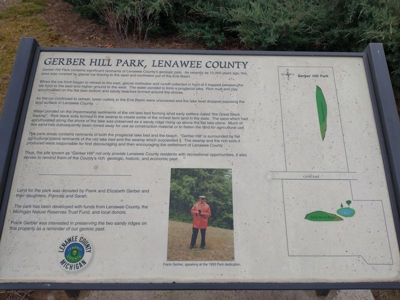 Gerber Hill Park, Lenawee County Marker image. Click for full size.