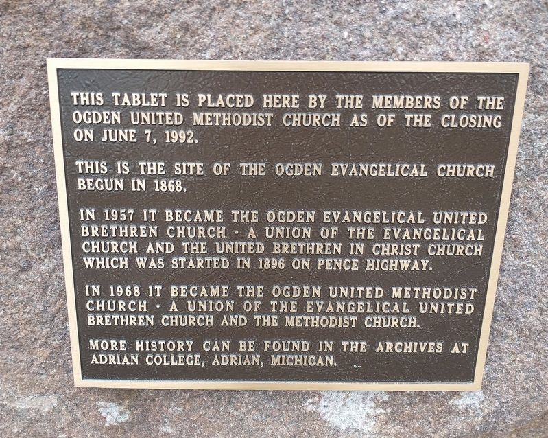 Ogden Evangelical Church Marker. Click for full size. Ogden Evangelical Church Marker image. Click for full size.