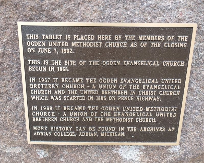Ogden Evangelical Church Marker image. Click for full size.