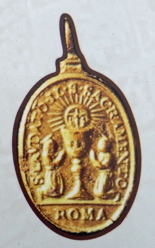 Marker detail: Blessed Sacrament Medal. Click for full size. Marker detail: Blessed Sacrament Medal image. Click for full size.