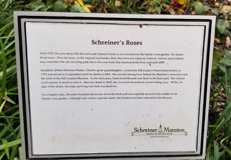 Schreiner's Roses Marker. Click for full size. Schreiner's Roses Marker image. Click for full size.