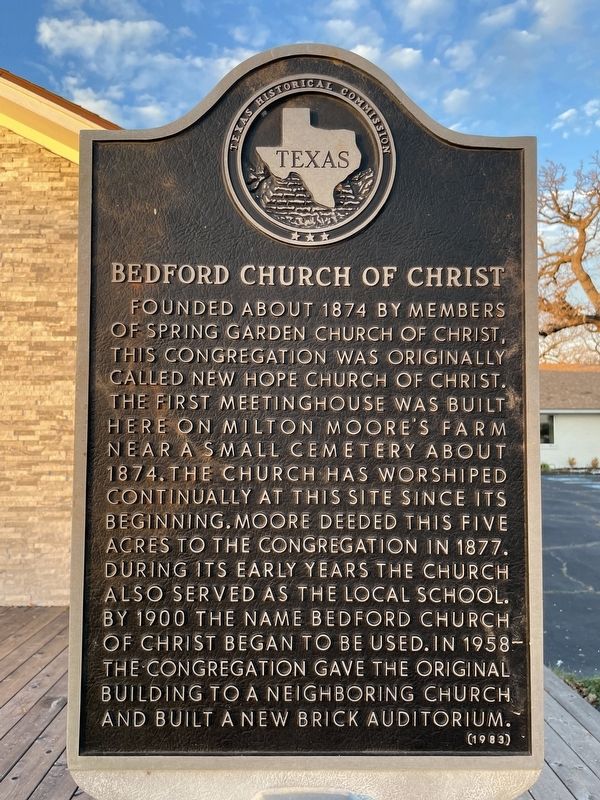 Bedford Church of Christ Marker image. Click for full size.