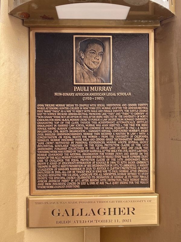 Pauli Murray Marker. Click for full size. Pauli Murray Marker image. Click for full size.