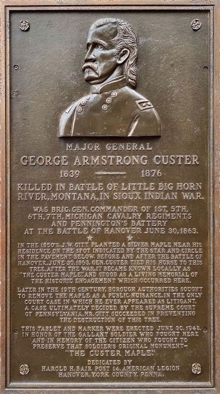 Major General George Armstrong Custer Marker image. Click for full size.