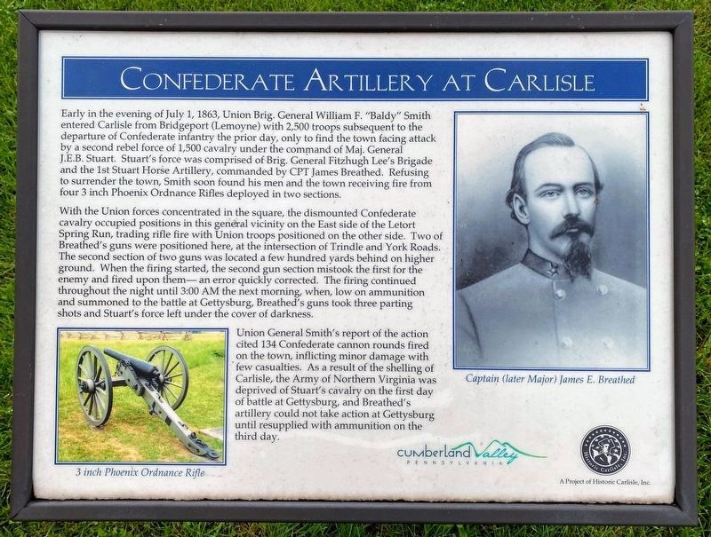 Confederate Artillery in Carlisle Marker image. Click for full size.