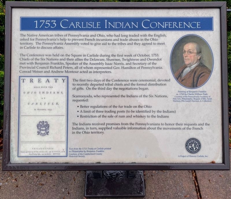 1753 Carlisle Indian Conference Marker image. Click for full size.