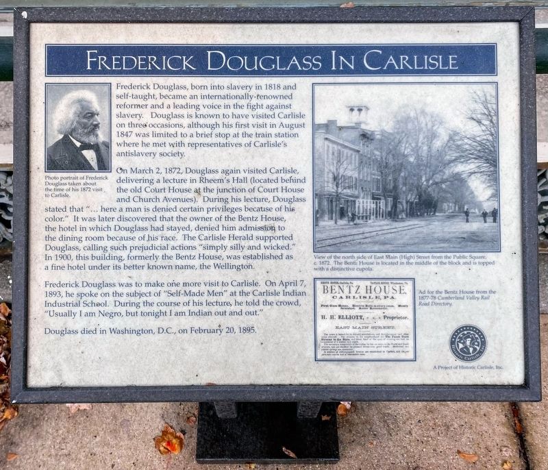 Frederick Douglass in Carlisle Marker image. Click for full size.