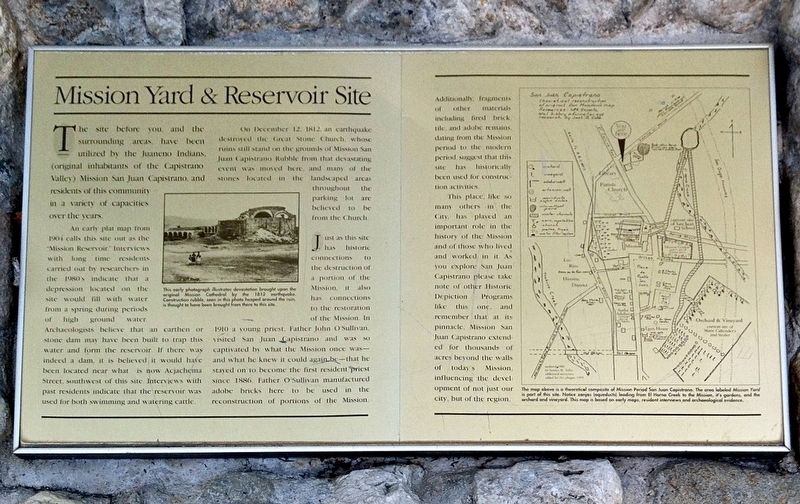 Mission Yard & Reservoir Site Marker image. Click for full size.