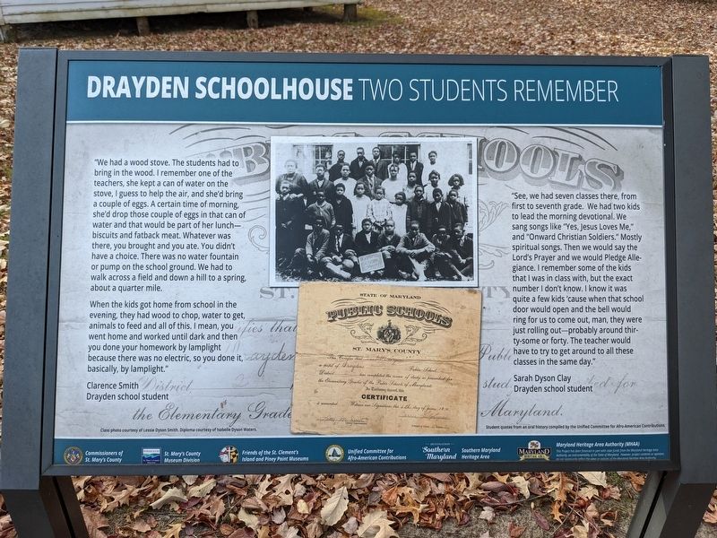 Drayden Schoolhouse - Two Students Remember Marker image. Click for full size.