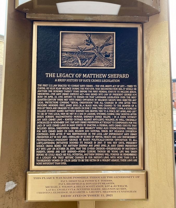 The Legacy of Matthew Shepard Marker image. Click for full size.