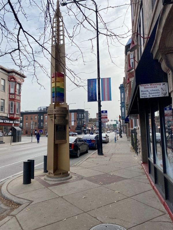 The Legacy of Matthew Shepard Marker - wide view, looking south on North Halsted image. Click for full size.