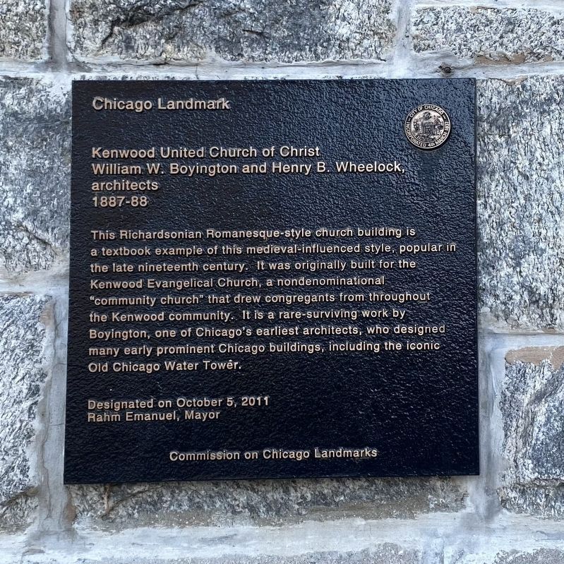 Kenwood United Church of Christ Marker image. Click for full size.