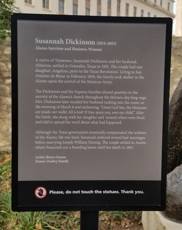 Susannah Dickinson Marker image. Click for full size.