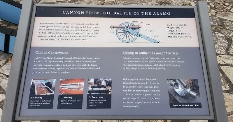Cannon From the Battle of the Alamo Marker image. Click for full size.