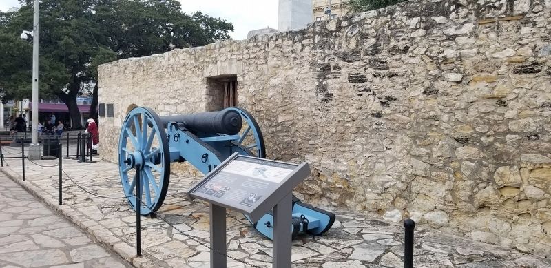 The Cannon From the Battle of the Alamo and Marker image. Click for full size.