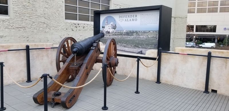 The cannon and the Defender of the Alamo Marker image. Click for full size.
