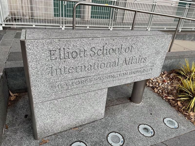 The Elliott School of International Affairs signage image. Click for full size.