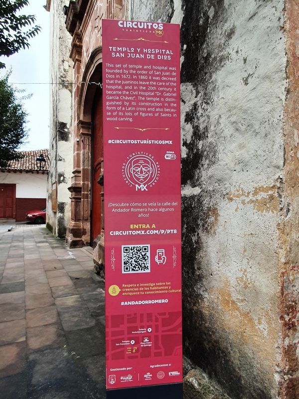 Temple and Hospital San Juan de Dios Marker English text image. Click for full size.