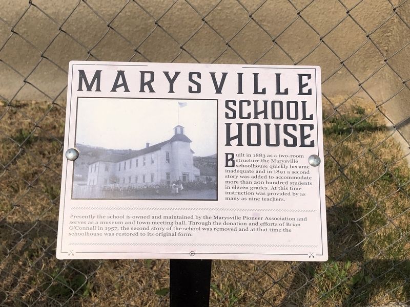 Marysville School House Marker image. Click for full size.