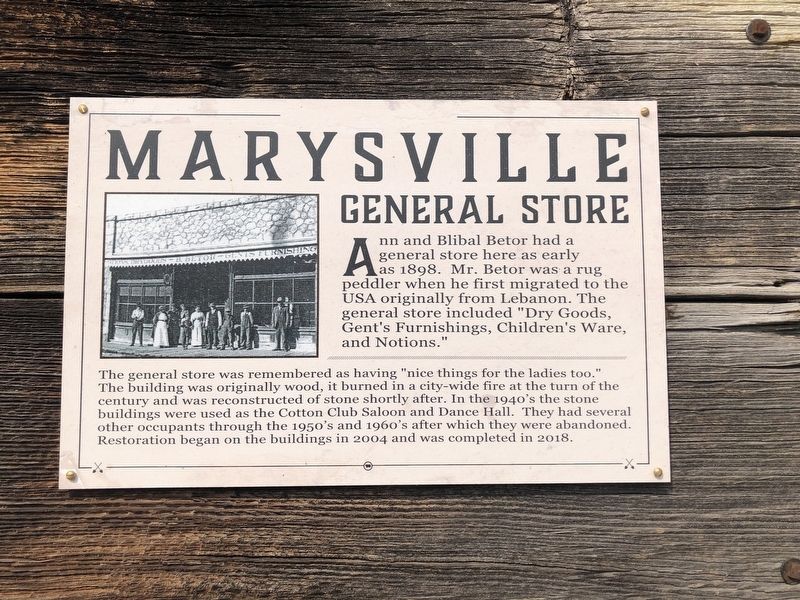 Marysville General Store Marker image. Click for full size.