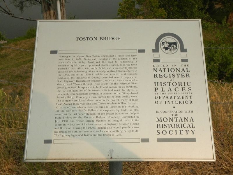 Toston Bridge Marker image. Click for full size.