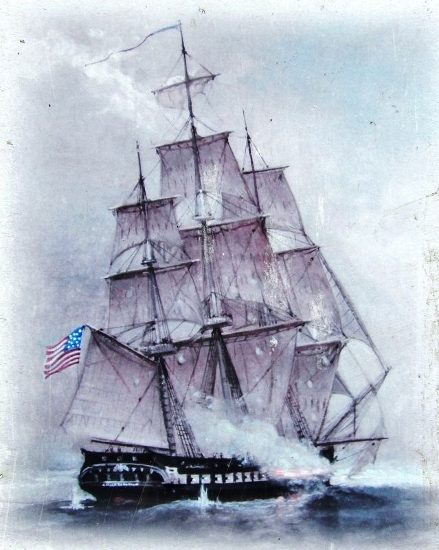Marker detail: U.S.S. Constitution image. Click for full size.