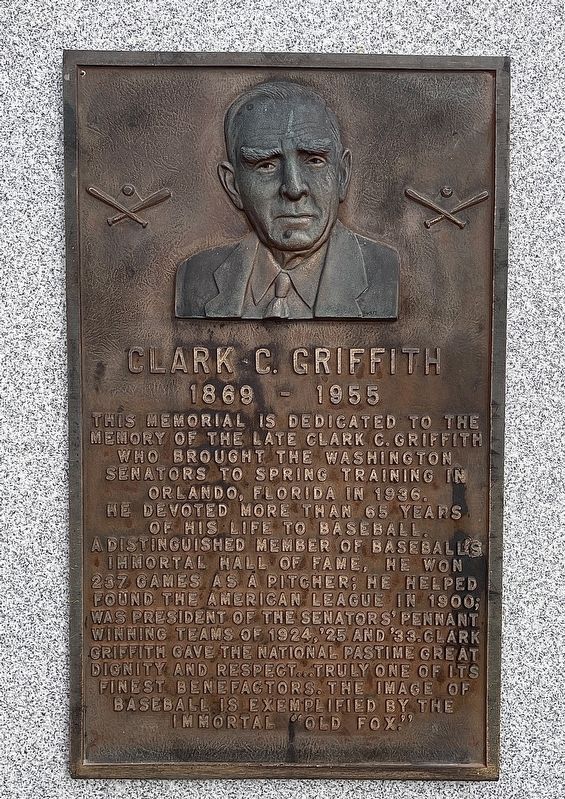 Clark C. Griffith Marker image. Click for full size.