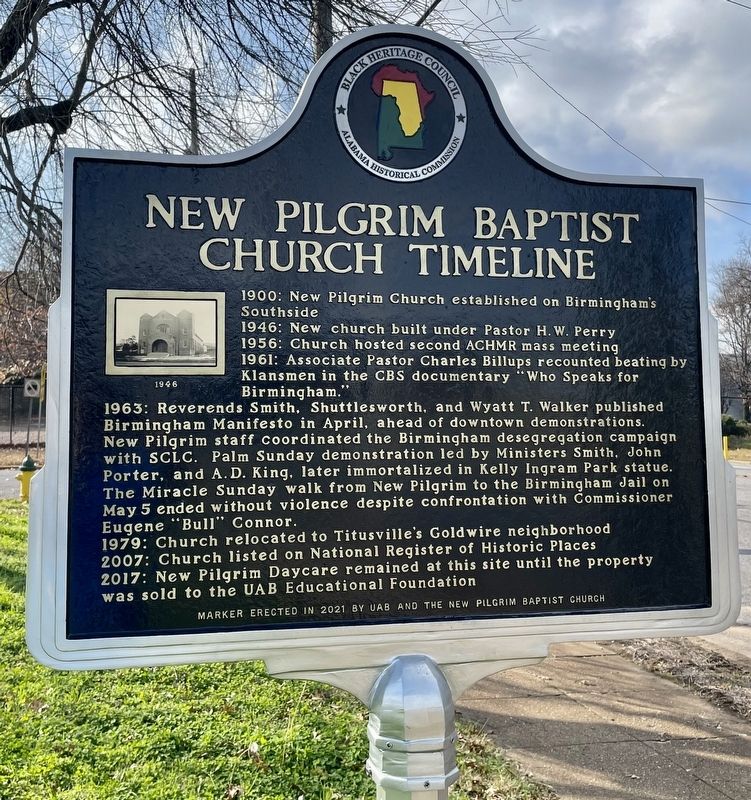New Pilgrim Baptist Church Timeline Marker image. Click for full size.
