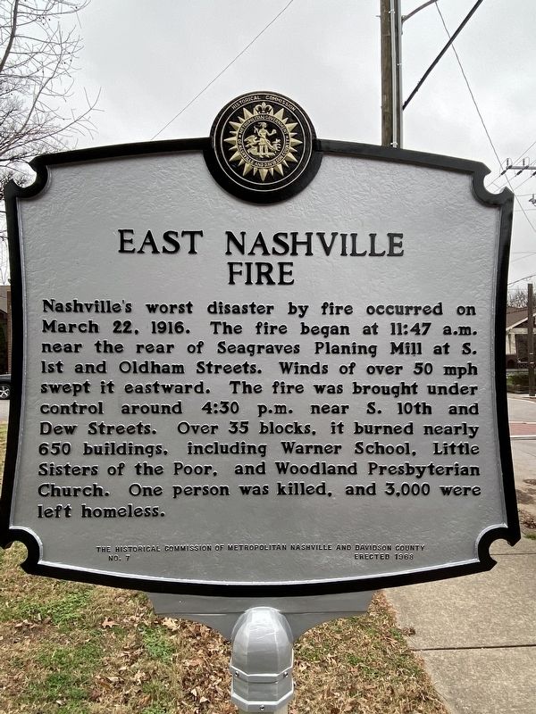 East Nashville Fire Marker image. Click for full size.