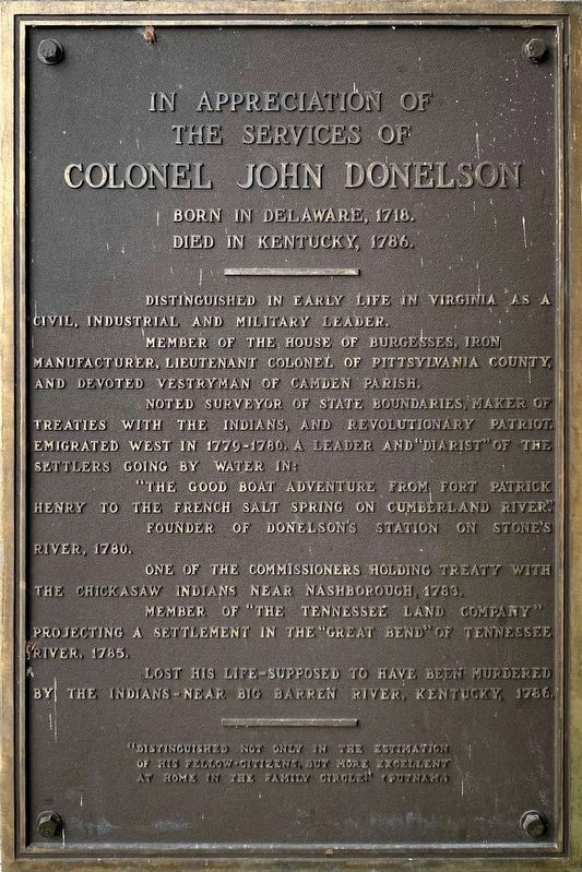 Colonel John Donelson Marker image. Click for full size.