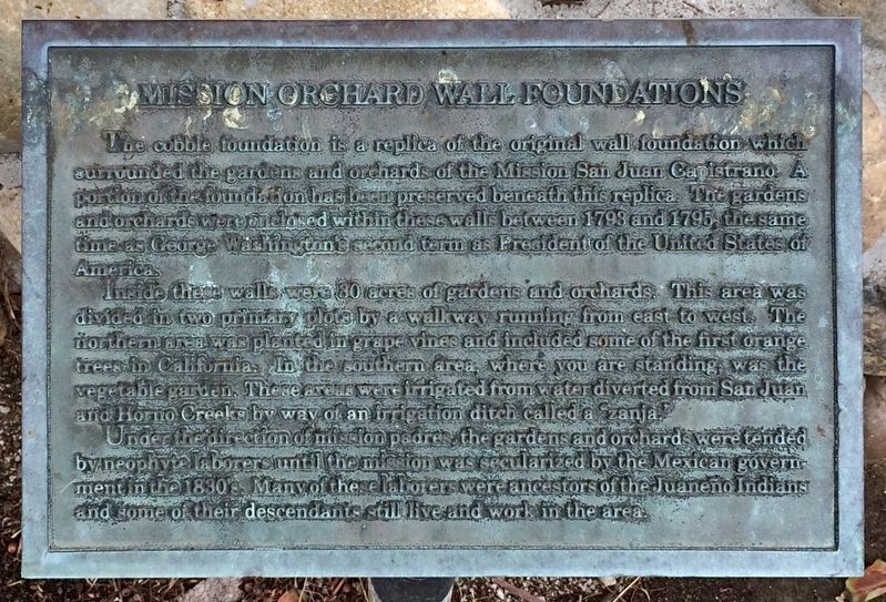 Mission Orchard Wall Foundations Marker. Click for full size. Mission Orchard Wall Foundations Marker image. Click for full size.