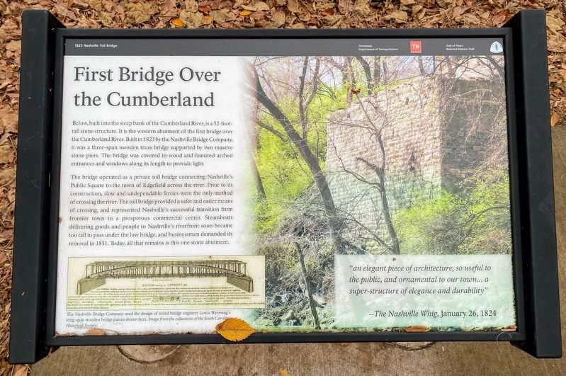 First Bridge Over the Cumberland Marker image. Click for full size.
