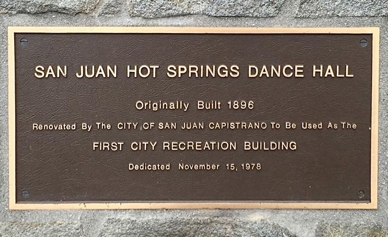 San Juan Hot Springs Dance Hall Marker image. Click for full size.