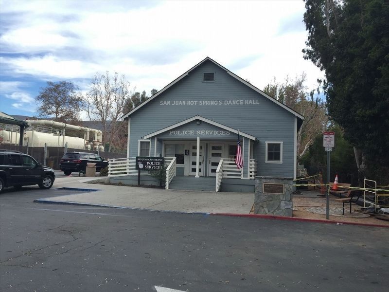 San Juan Hot Springs Dance Hall and Marker. Click for full size. San Juan Hot Springs Dance Hall and Marker image. Click for full size.