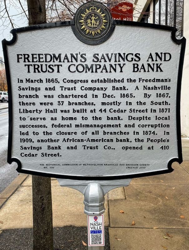 Freedman's Savings and Trust Company Bank / Duncan Hotel Marker image. Click for full size.