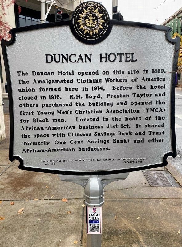 Freedman's Savings and Trust Company Bank / Duncan Hotel Marker image. Click for full size.