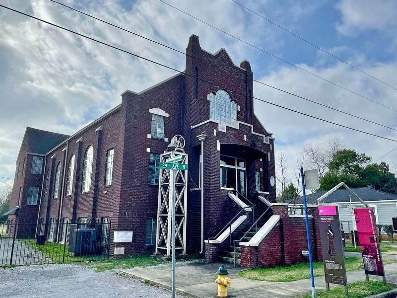 It Began at Bethel Marker in front of Bethel Baptist Historical Church. image. Click for full size.