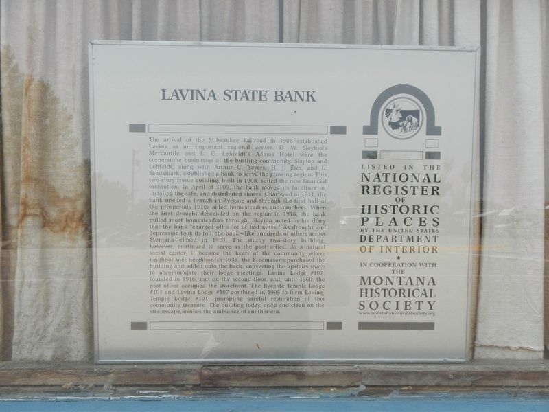 Lavina State Bank Marker image. Click for full size.