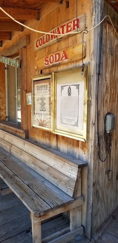 The Olive Ann Oatman Fairchild Marker on the corner of the building image. Click for full size.
