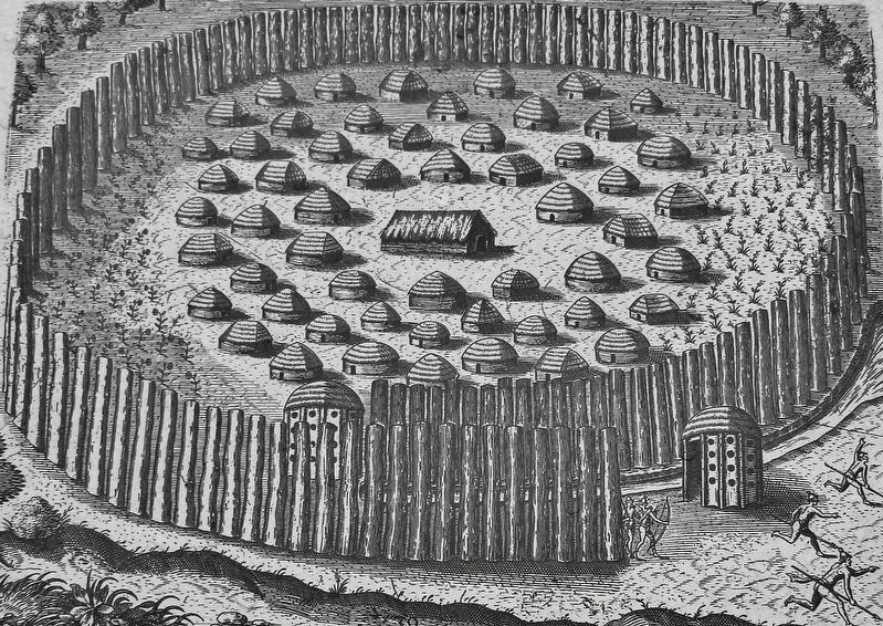 Marker detail: Fortified Timucuan Village image. Click for full size.