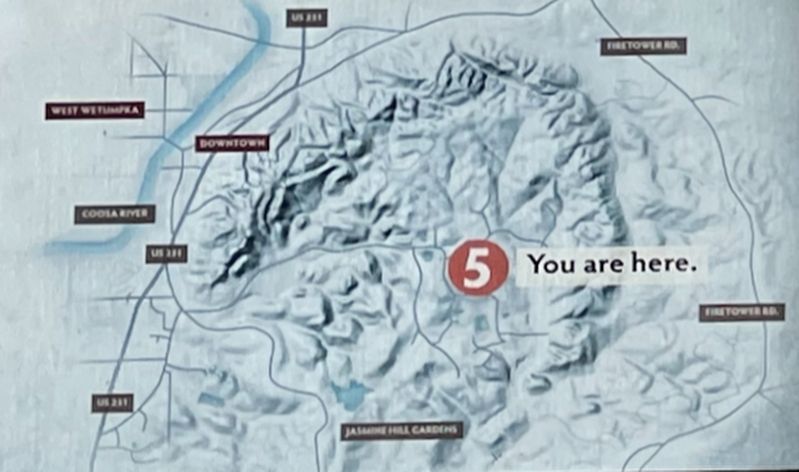 Map closeup of the Wetumpka Impact Crater walls.. Click for full size. Map closeup of the Wetumpka Impact Crater walls. image. Click for full size.