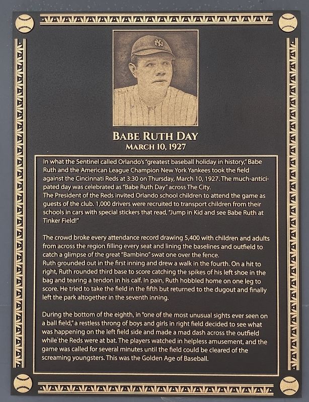 Babe Ruth Day Marker image. Click for full size.