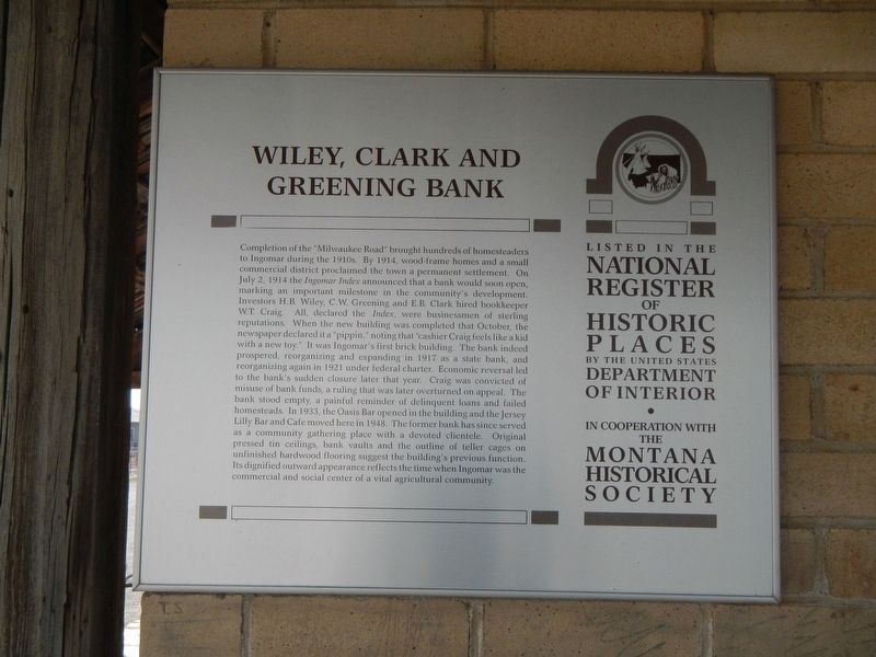 Wiley, Clark and Greening Bank Marker image. Click for full size.