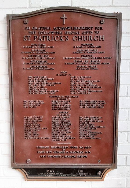 St. Patrick's Parish Donors Marker image. Click for full size.